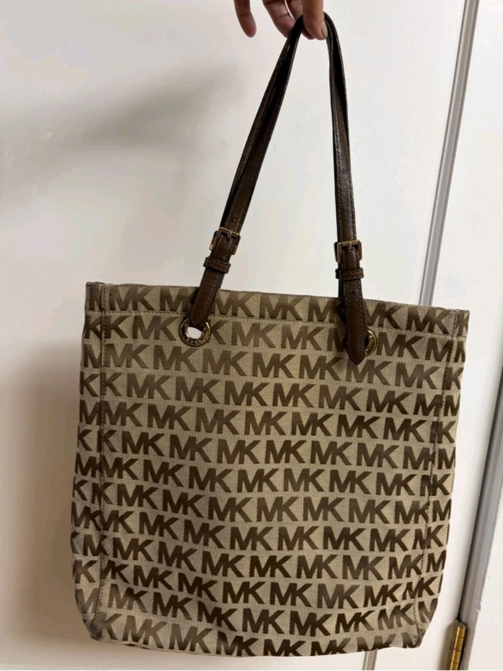 Michael Kors Beige and Brown MK Logo Tote